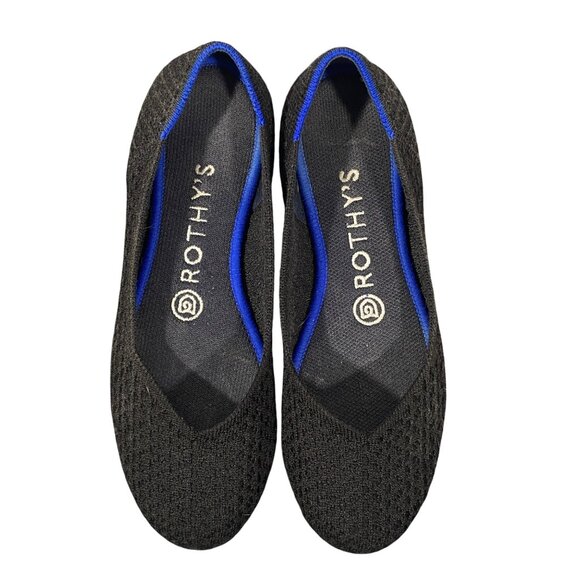 Rothys Womens Black round Toe knit ballet Flats shoes W6 neutral comfort - Picture 1 of 9